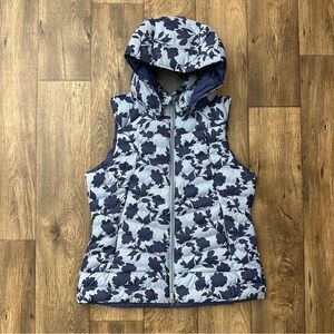 G/FORE Tonal Floral Puffer Removable hood Sleeveless Vest Jacket sz XL Blue